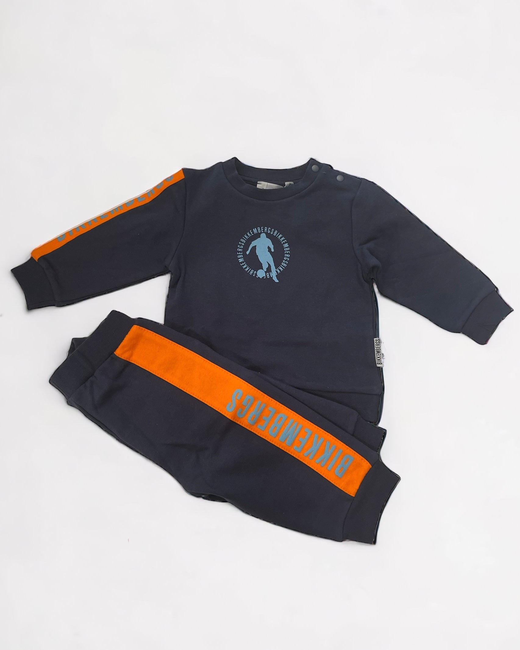 BIKKEMBERGS SET COMPLETO Tuta blu con dettagli arancio neonato