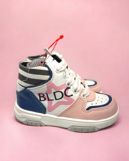 BALDUCCI SPORT- PRIMO PASSO - Sneakers rosa e blu con logo e dettagli multicolor