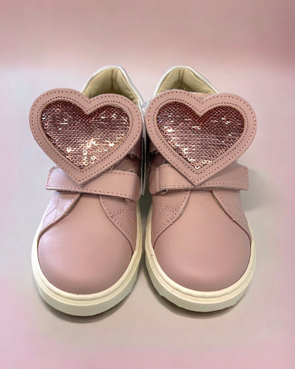 BALDUCCI - PRIMO PASSO - Sneakers rosa con maxi cuore in paillettes bambina