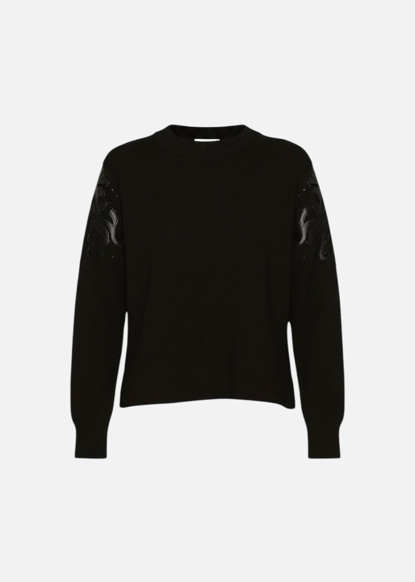 TRASH AND LUXURY - Maglia in lana con applicazione in ecopelle donna