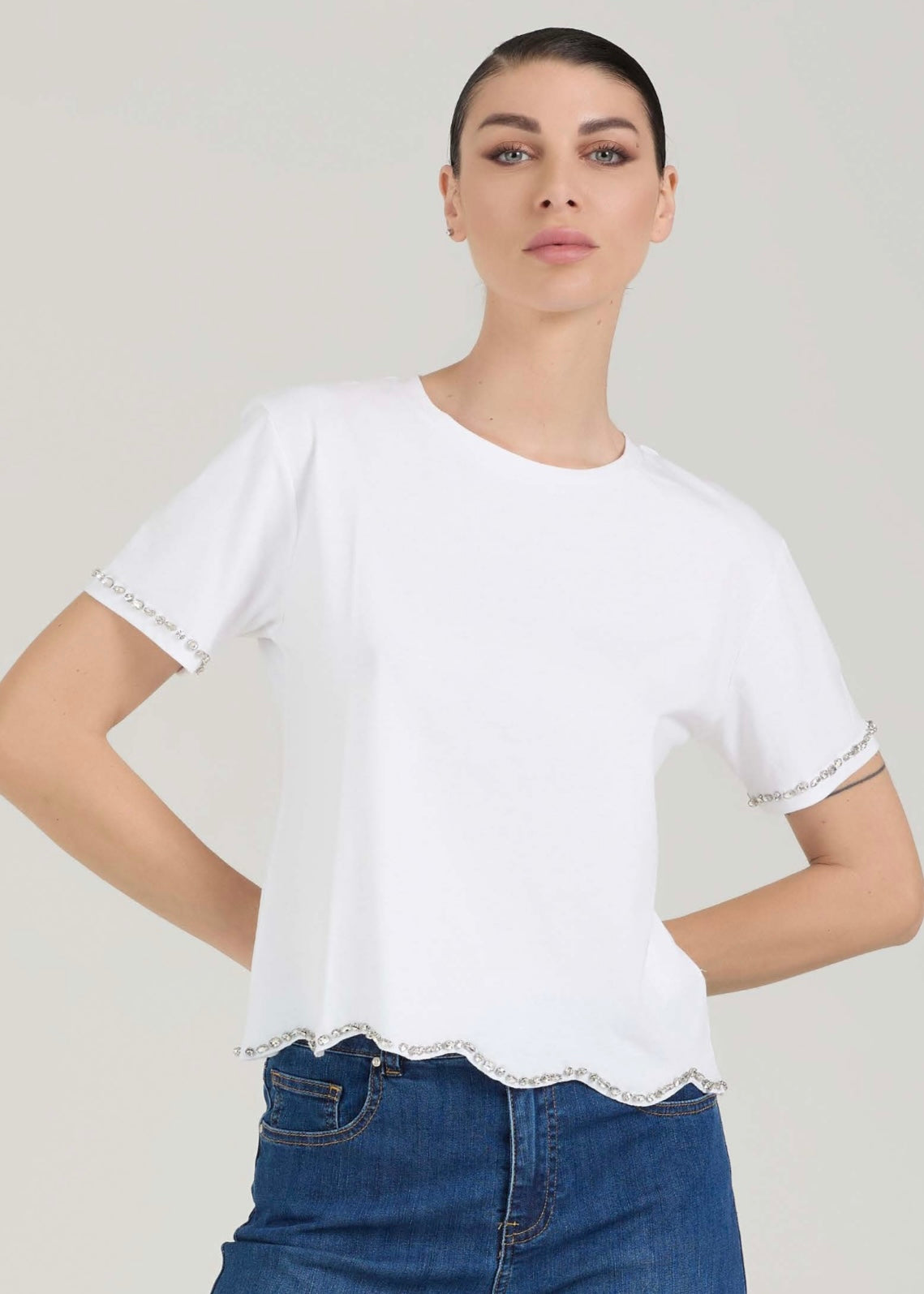 TAKE TWO - T-shirt con applicazione gioiello donna