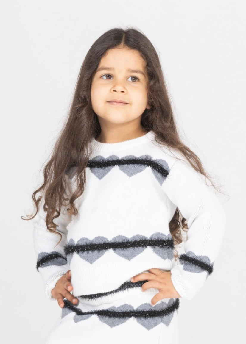 JANICE - Maglioncino in lana con cuori bambina