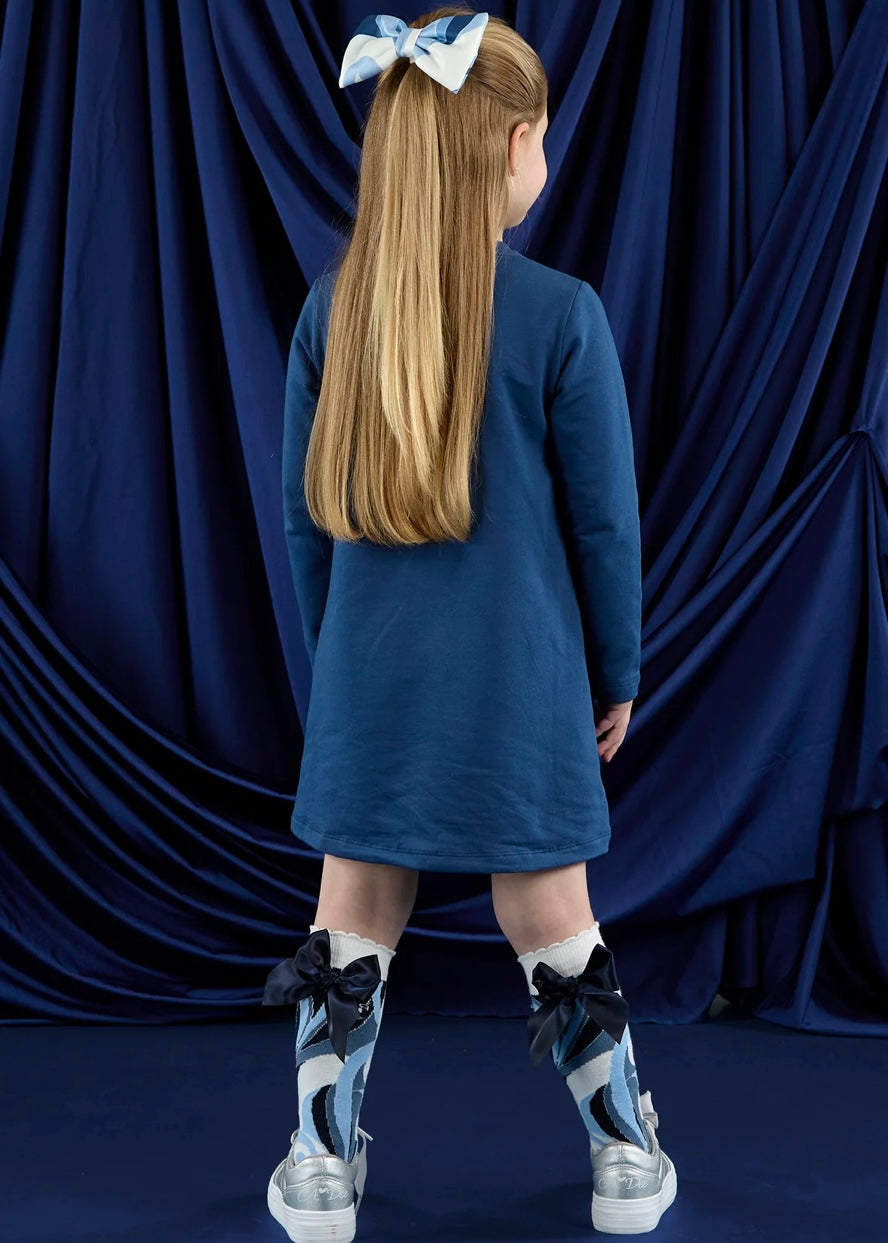 A-DEE - Calza fantasia con fiocco blu bambina