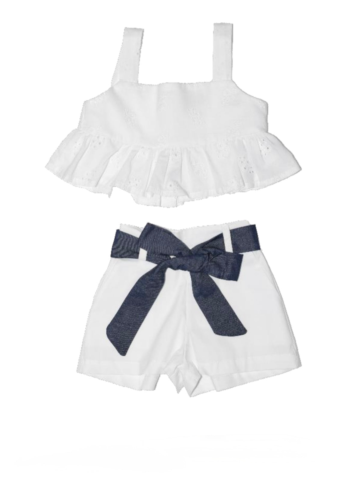 JANICE - OUTFIT COMPLETO -Top in pizzo con short neonata - bambina