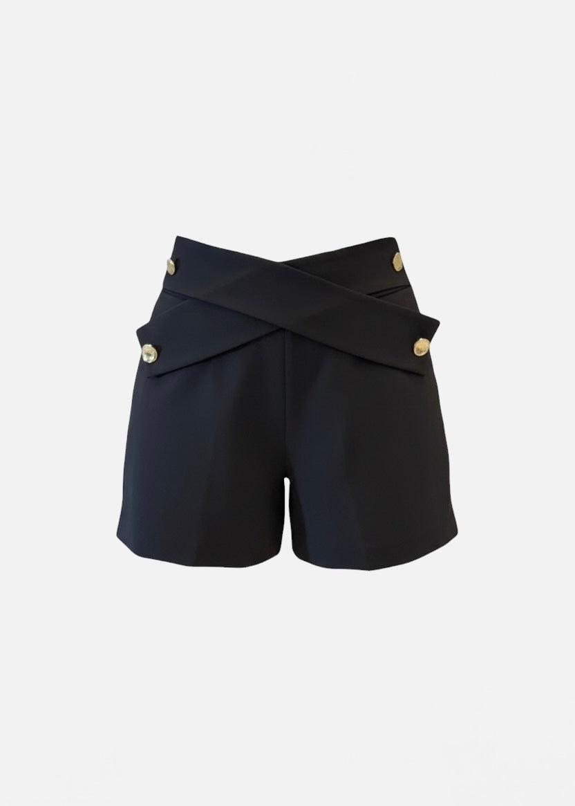 TRASH AND LUXURY - Short nero con bottoni oro donna