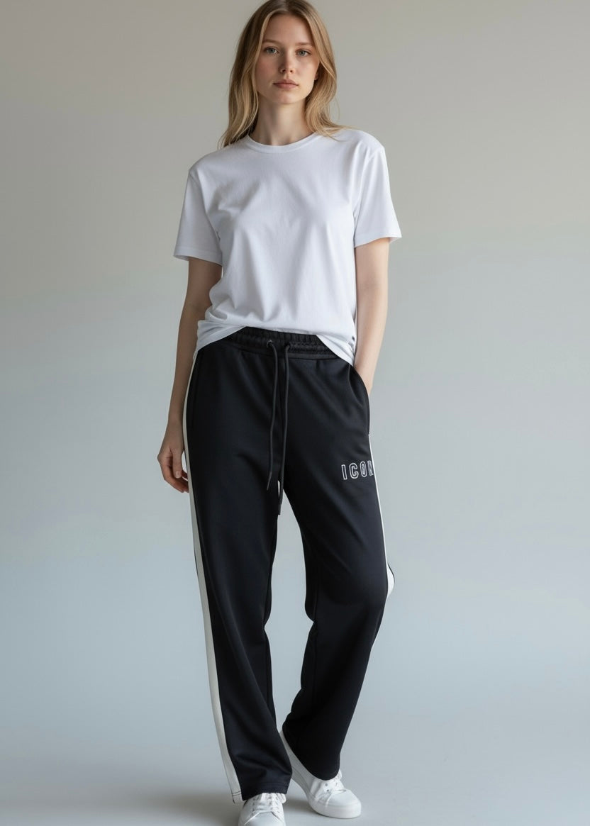 ICON - Pantalone in triacetato con logo donna