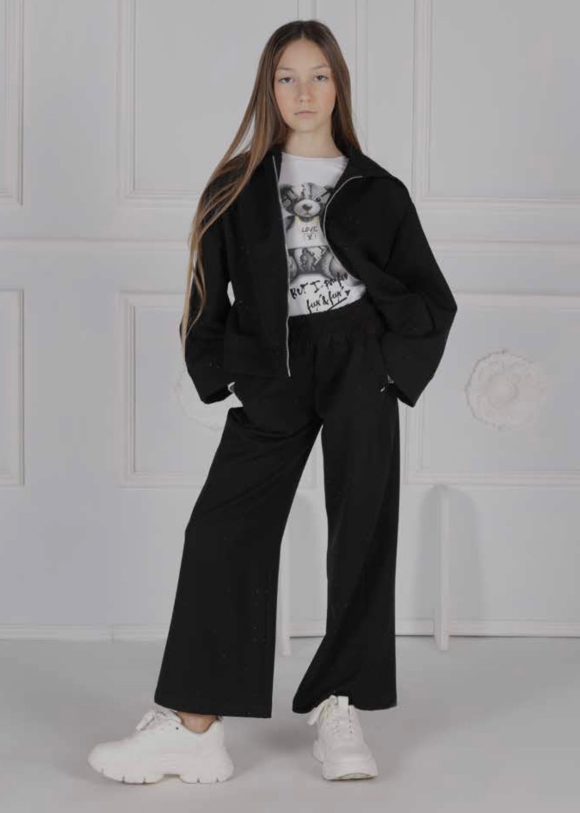 FUN FUN - Pantalone a palazzo con strass bambina