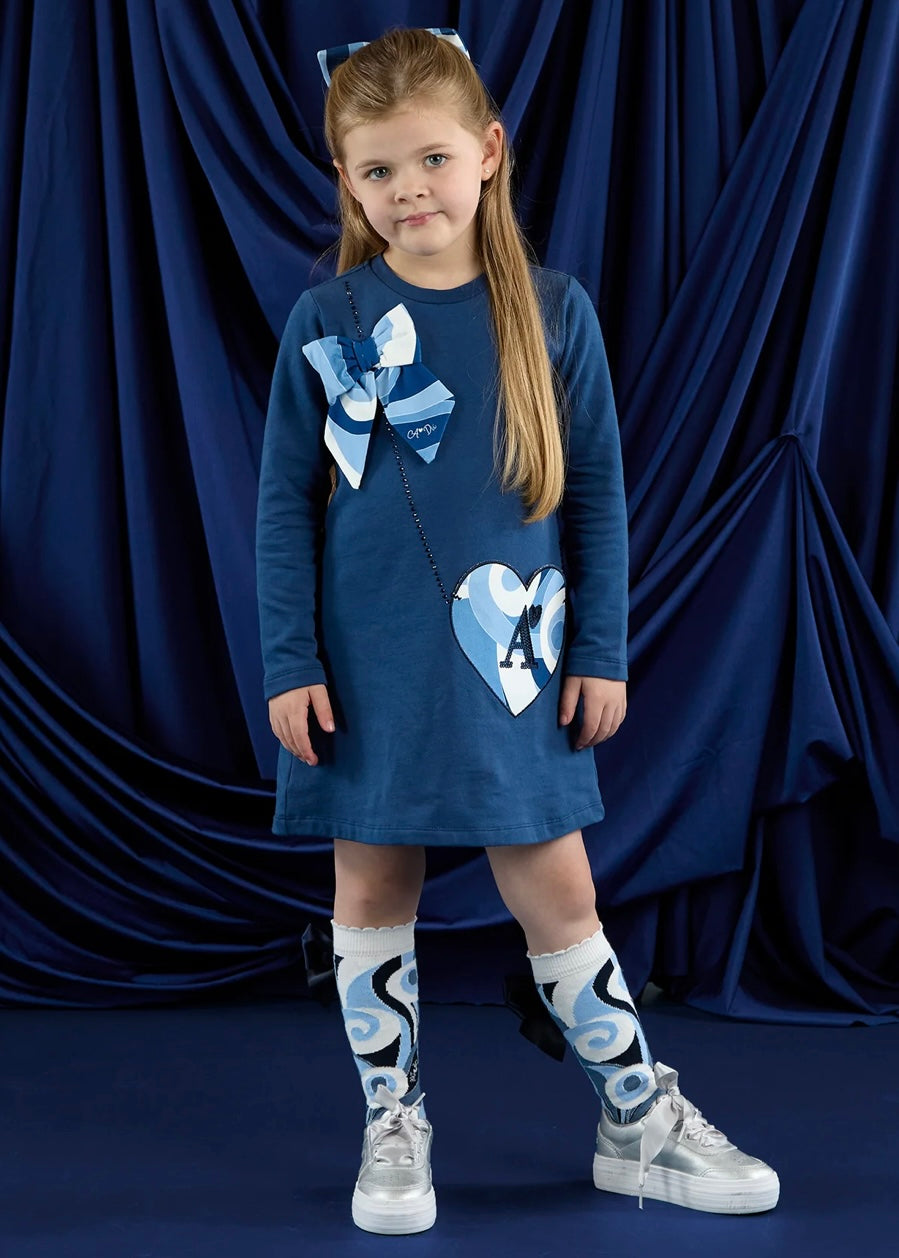 A-DEE - Calza fantasia con fiocco blu bambina