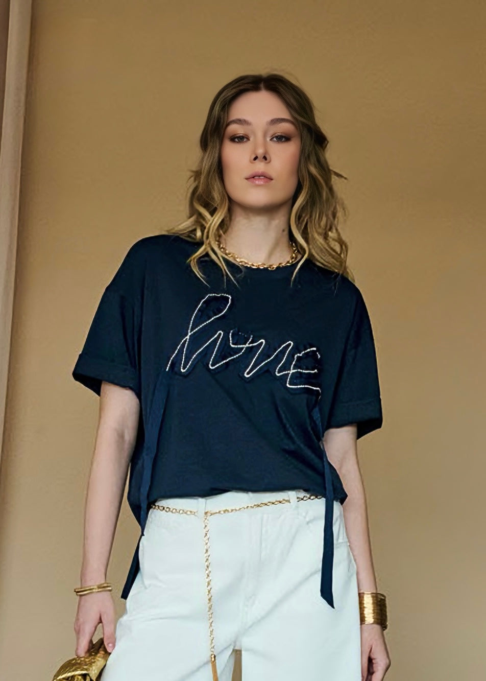 INFLUENCER - T-shirt over con scritta donna