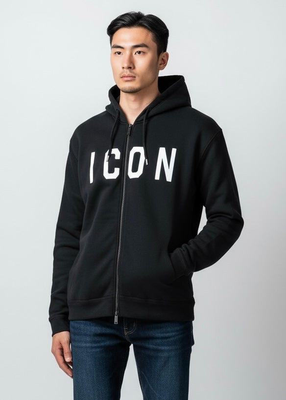 ICON - Felpa con zip e cappuccio uomo