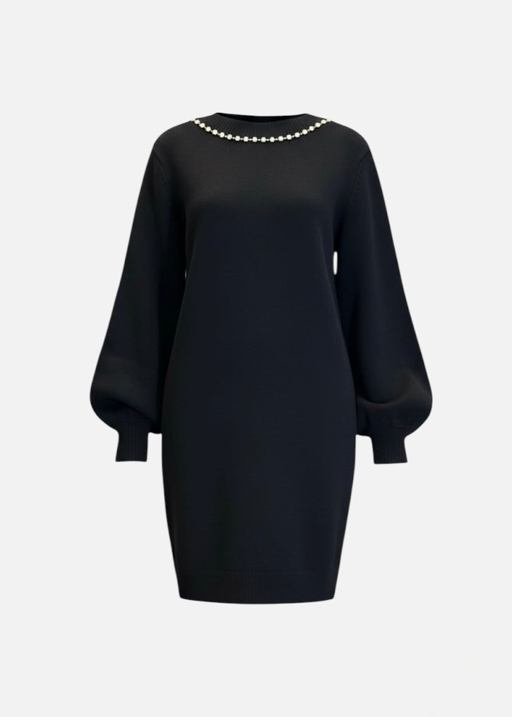 TRASH AND LUXURY - Vestito in lana con applicazioni in strass e scollo sul retro donna