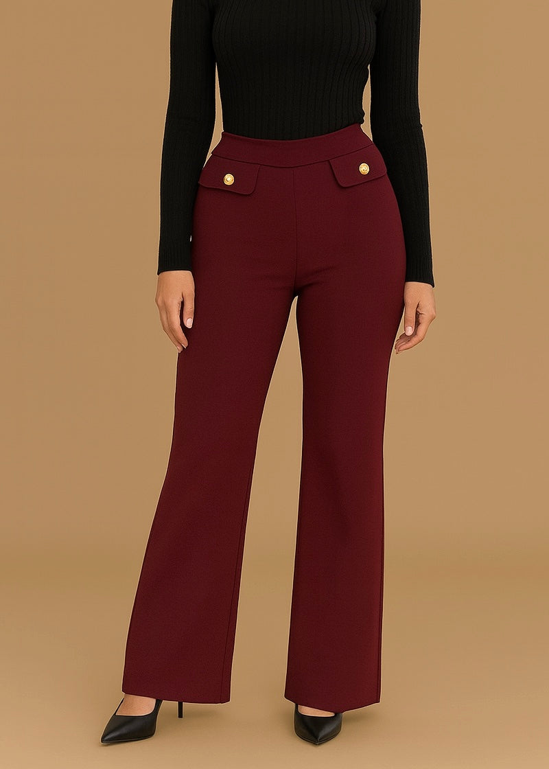 TRASH AND LUXURY - Pantalone a zampa con bottoni oro donna