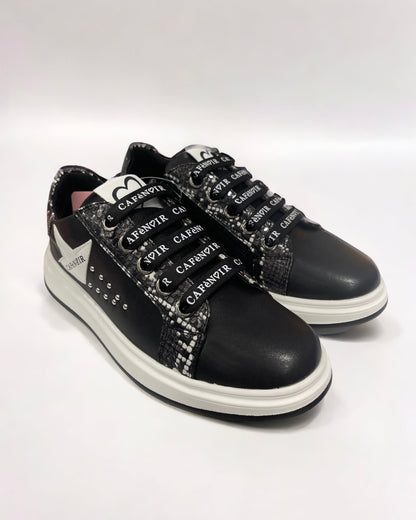 CAFèNOIR - Sneakers nera con lacci logati e stella laterale