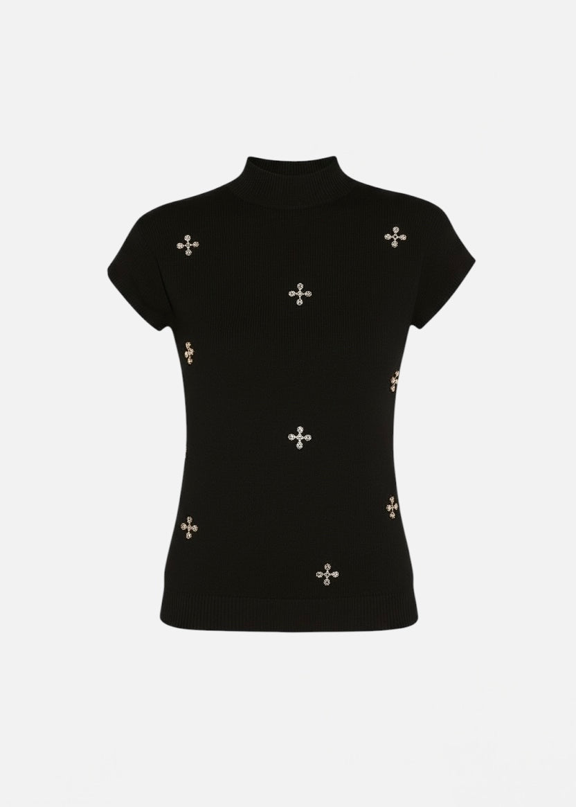 TRASH AND LUXURY - Dolcevita smanicato con strass donna