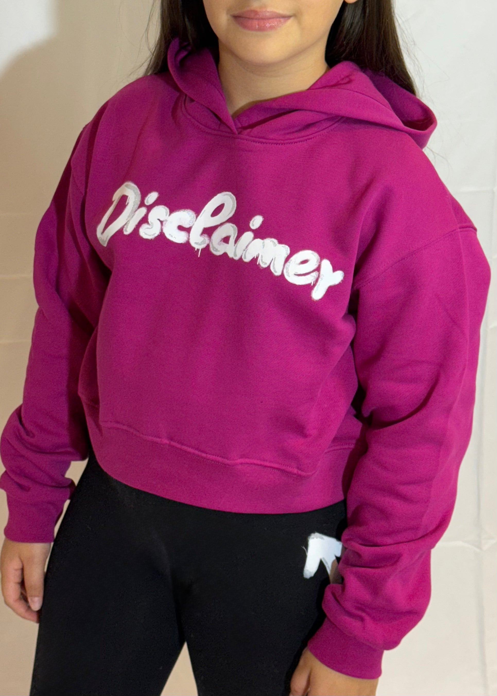 DISCLAIMER - Felpa crop con cappuccio bambina