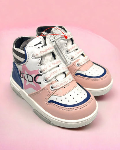 BALDUCCI SPORT- PRIMO PASSO - Sneakers rosa e blu con logo e dettagli multicolor