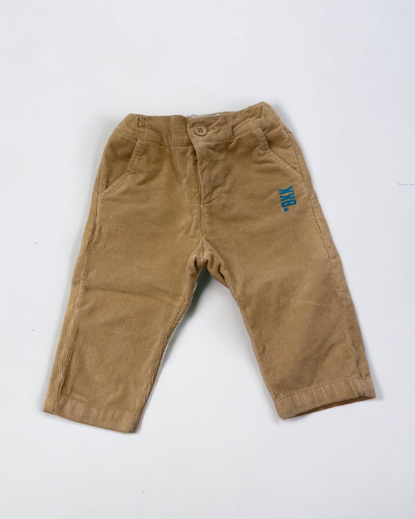 BIKKEMBERGS - Pantalone beige in velluto neonato