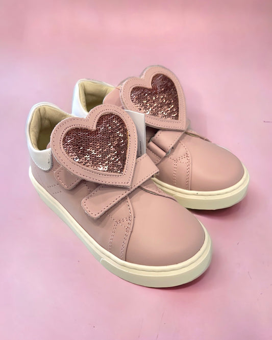 BALDUCCI - PRIMO PASSO - Sneakers rosa con maxi cuore in paillettes bambina