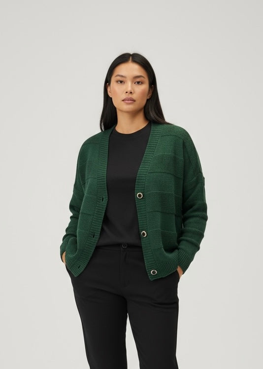 ZAHJR - Cardigan in lana con bottoni gioiello donna