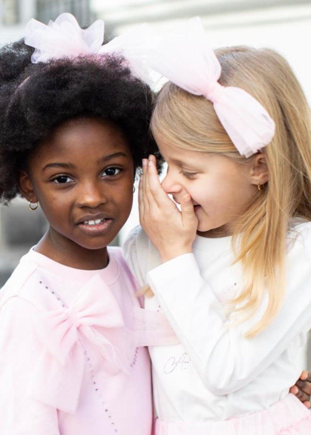 A-DEE - Cerchietto rosa con fiocco in tulle bambina