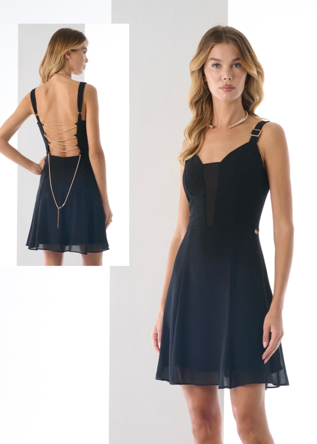 JE-NE - Vestito corto con scollo donna