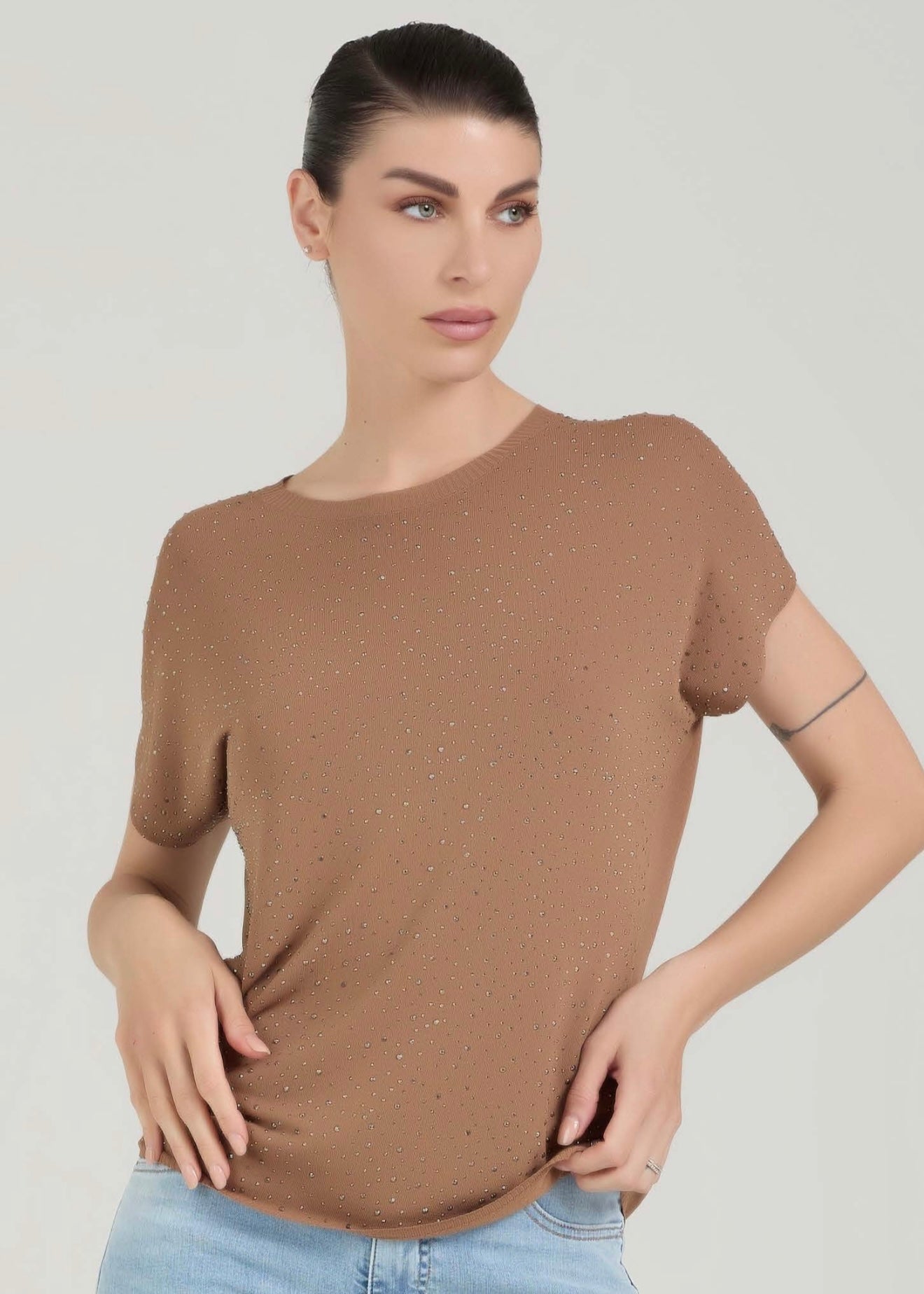 TAKE TWO - T-shirt in filo con strass donna