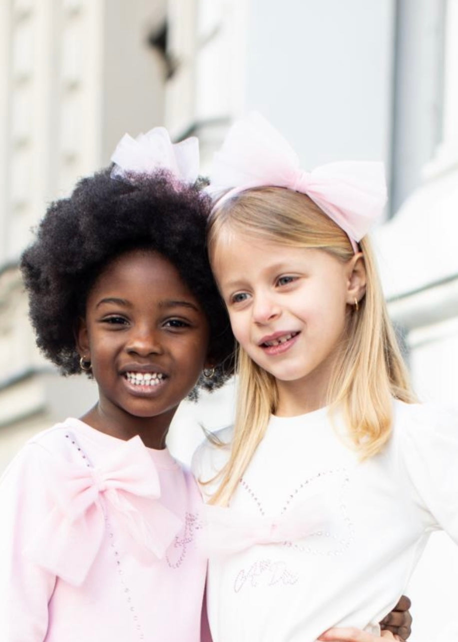 A-DEE - Cerchietto rosa con fiocco in tulle bambina