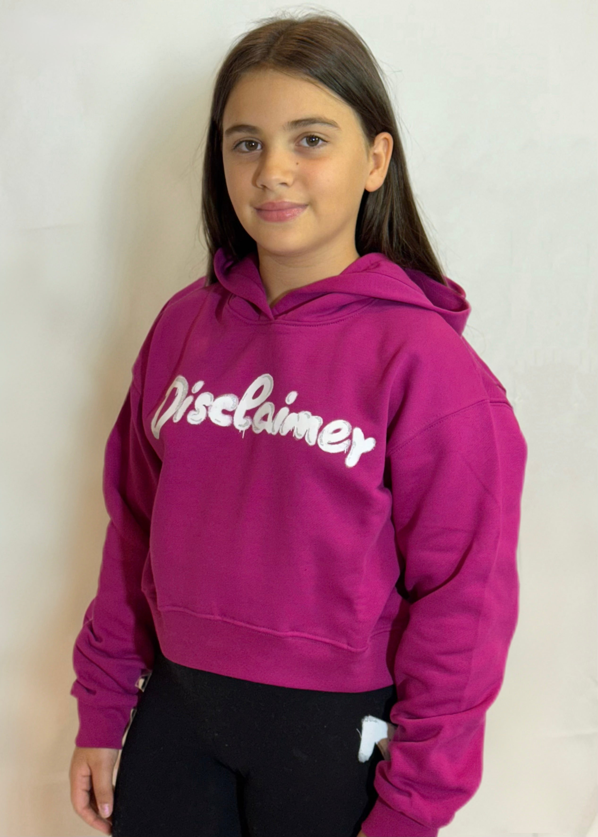 DISCLAIMER - Felpa crop con cappuccio bambina
