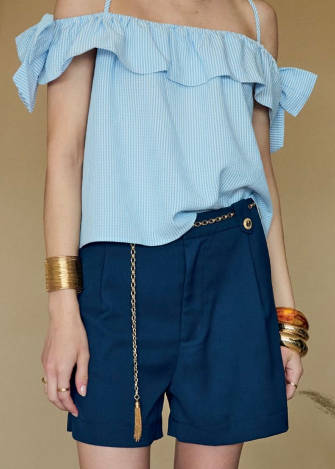 INFLUENCER - Short con bottoni oro donna