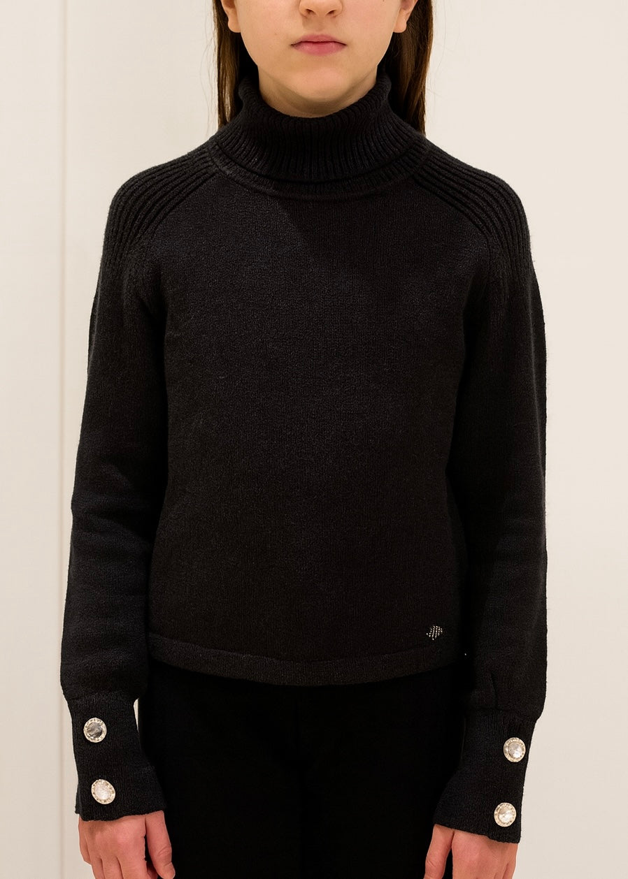 FUN FUN - Maglia dolcevita in lana con bottoni gioiello bambina