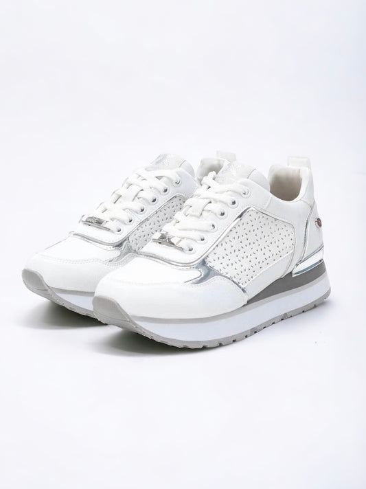 XTI - MEMORY FOAM - Sneakers con zeppa bianca e dettagli metal