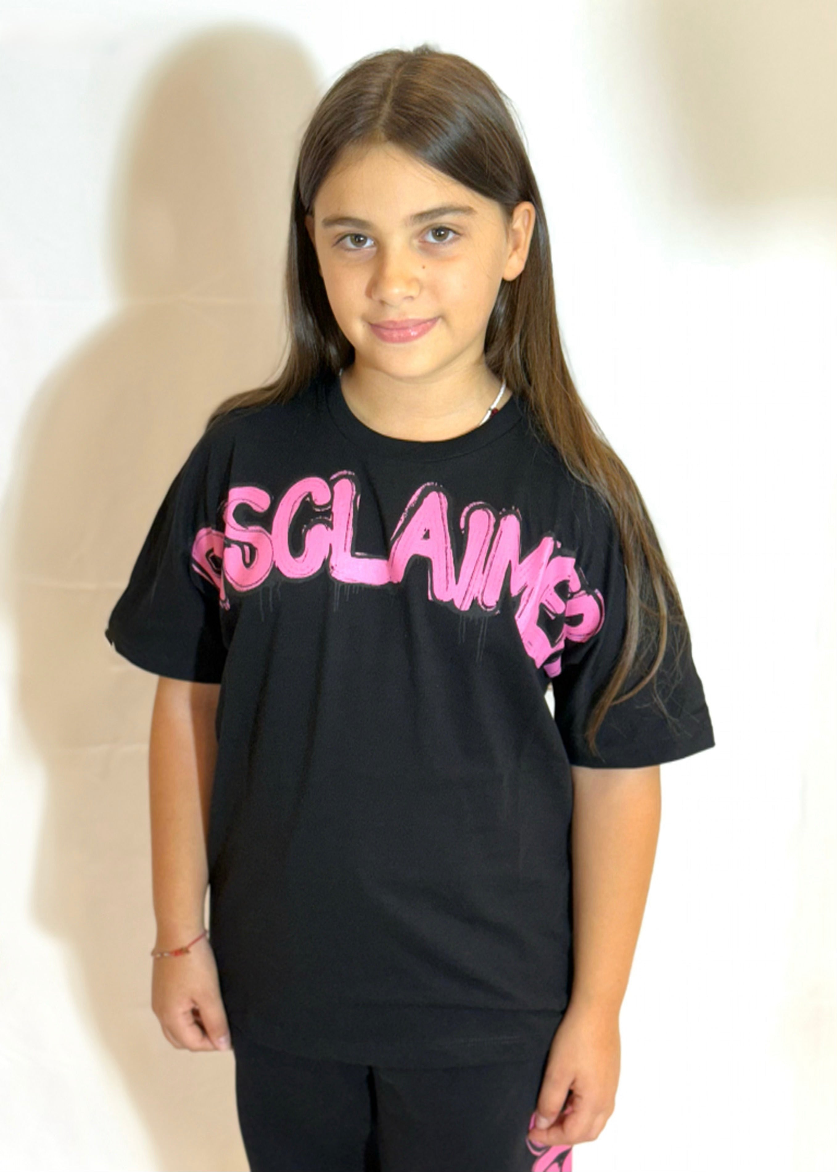 DISCLAIMER - T-shirt con logo fucsia bambina