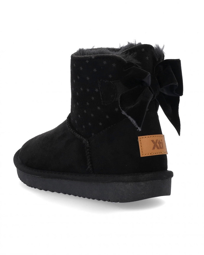XTI - MEMORY FOAM - Stivaletto bambina in pelliccia nero con fiocco