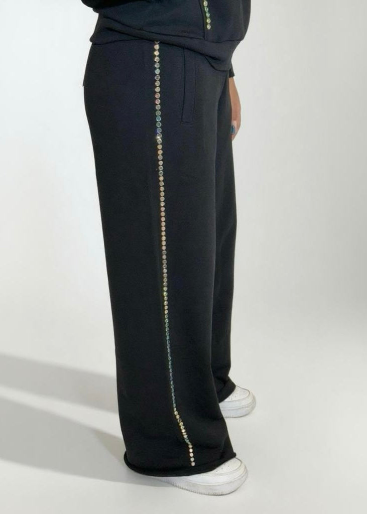 DISCLAIMER - Pantalone a palazzo con maxi strass donna