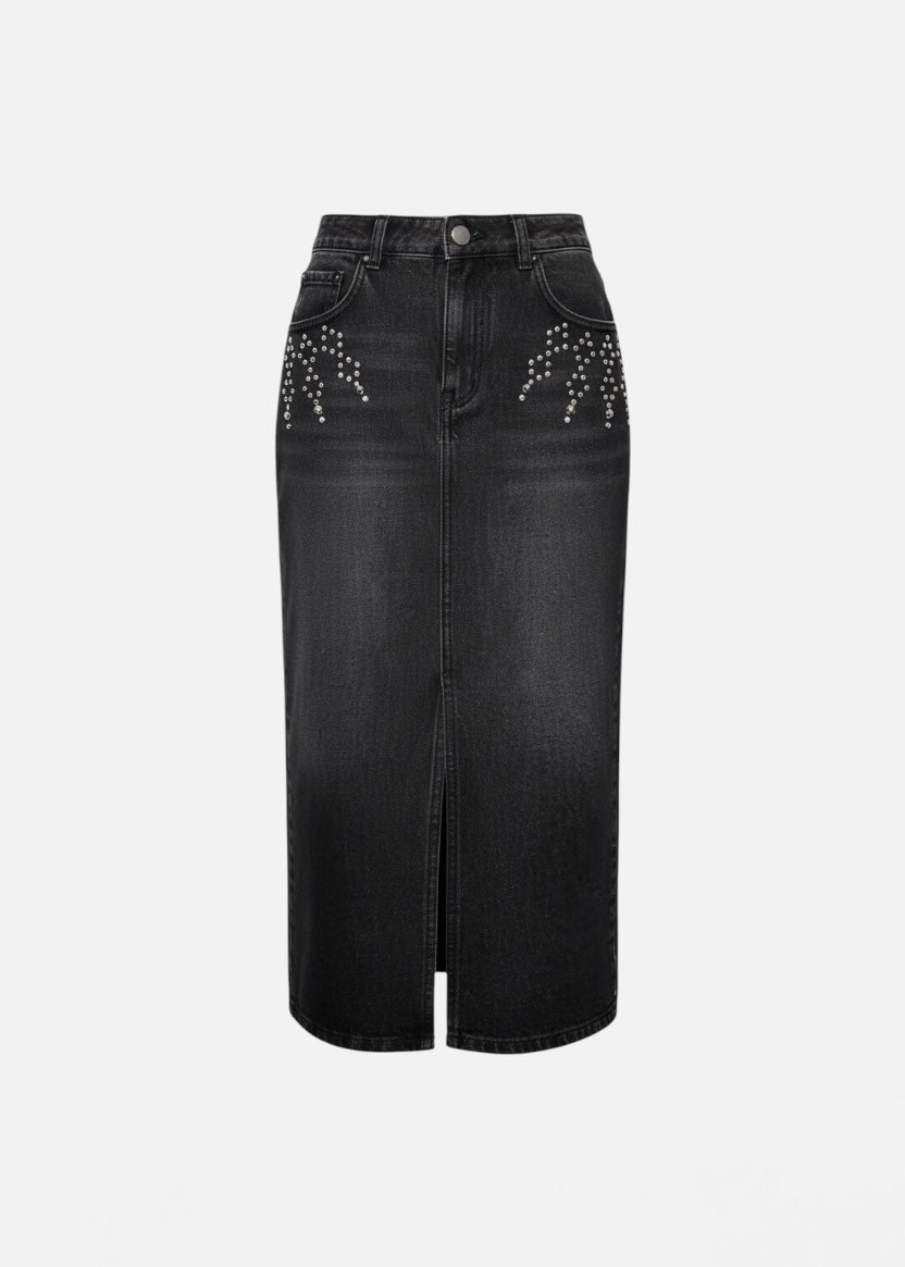 TRASH AND LUXURY - Gonna in denim con applicazione in strass donna