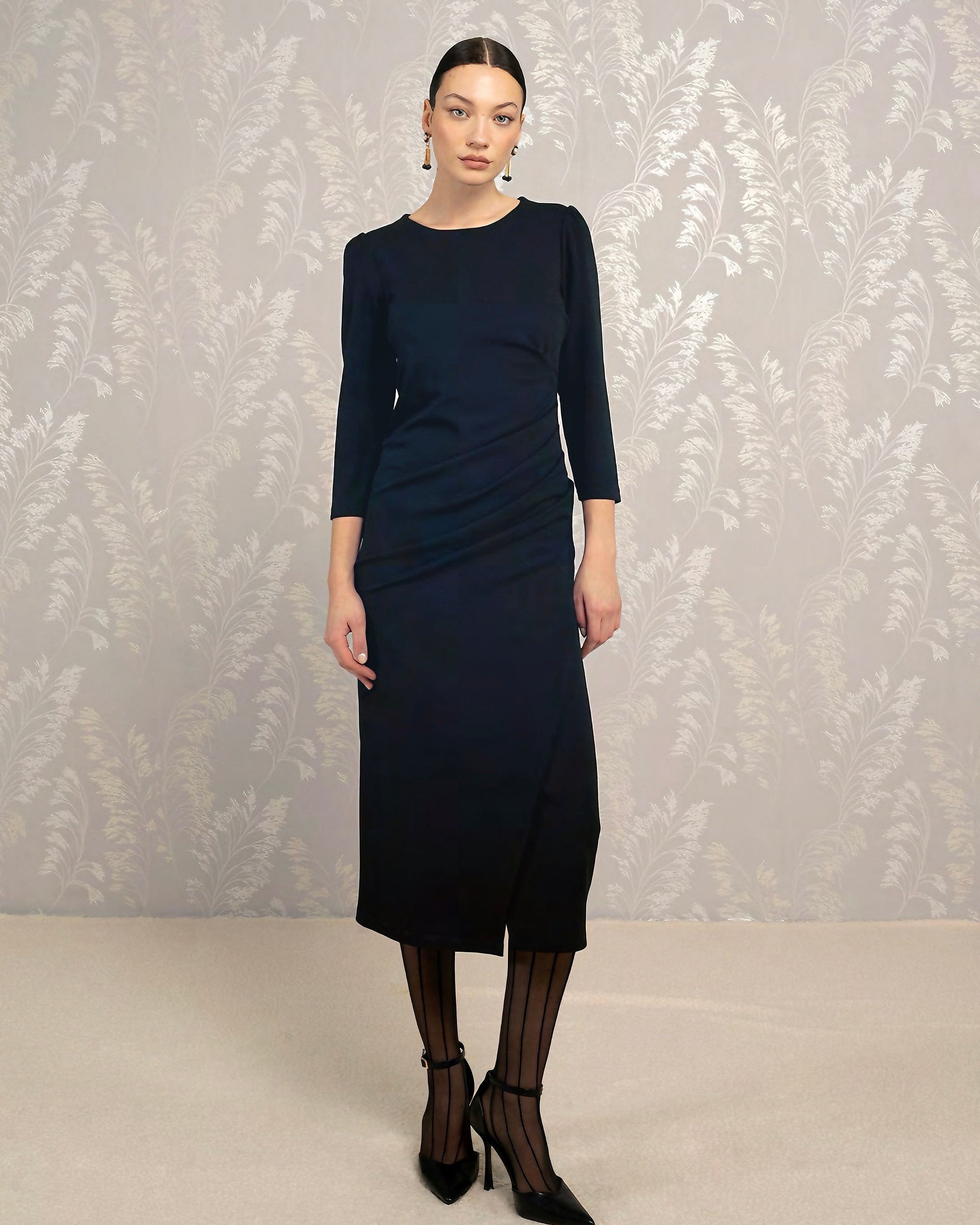 LE SARTE DEL SOLE - Abito blu manica lunga donna