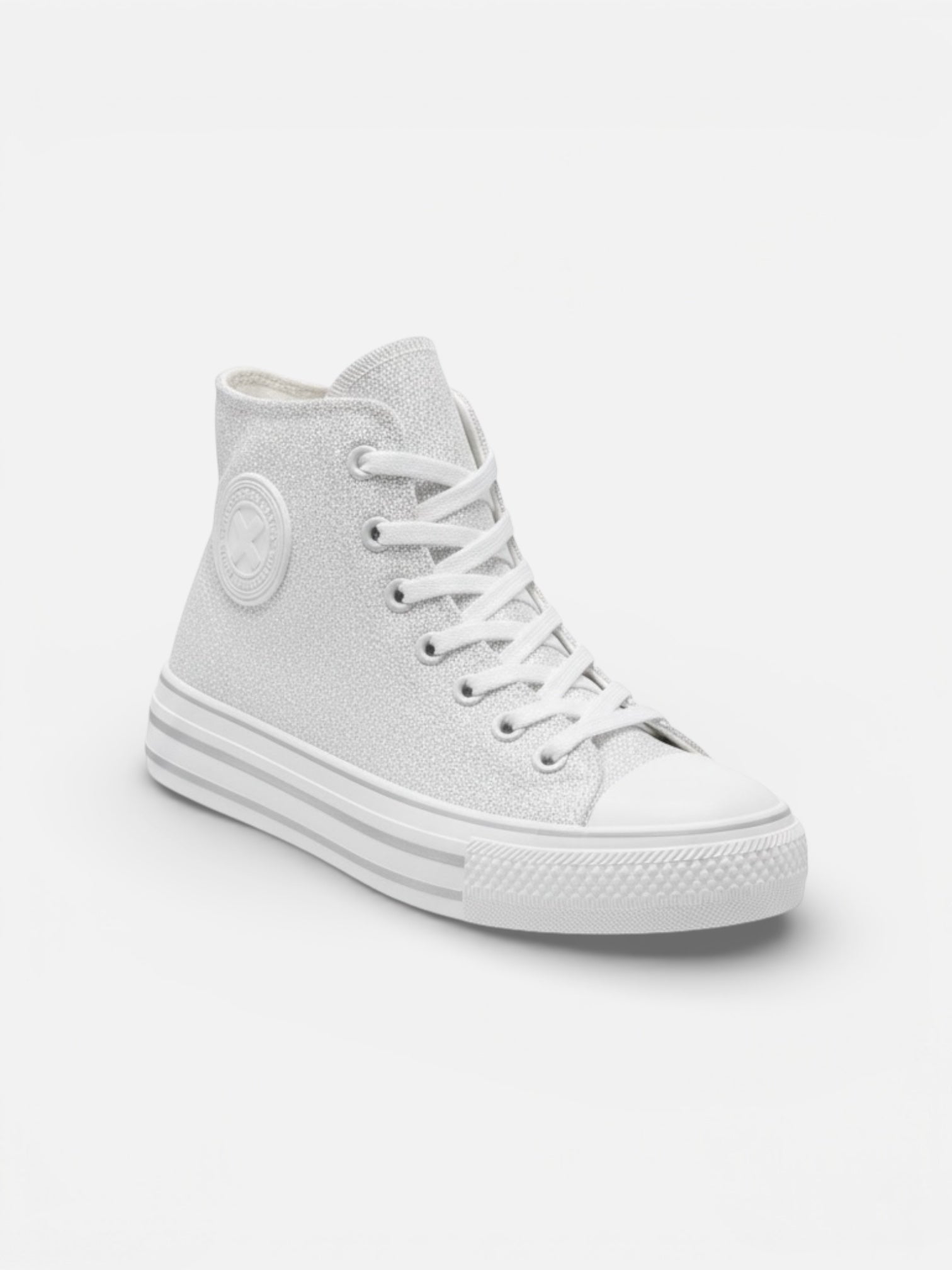 XTI - MEMORY FOAM - Sneakers alte glitter argento con lacci