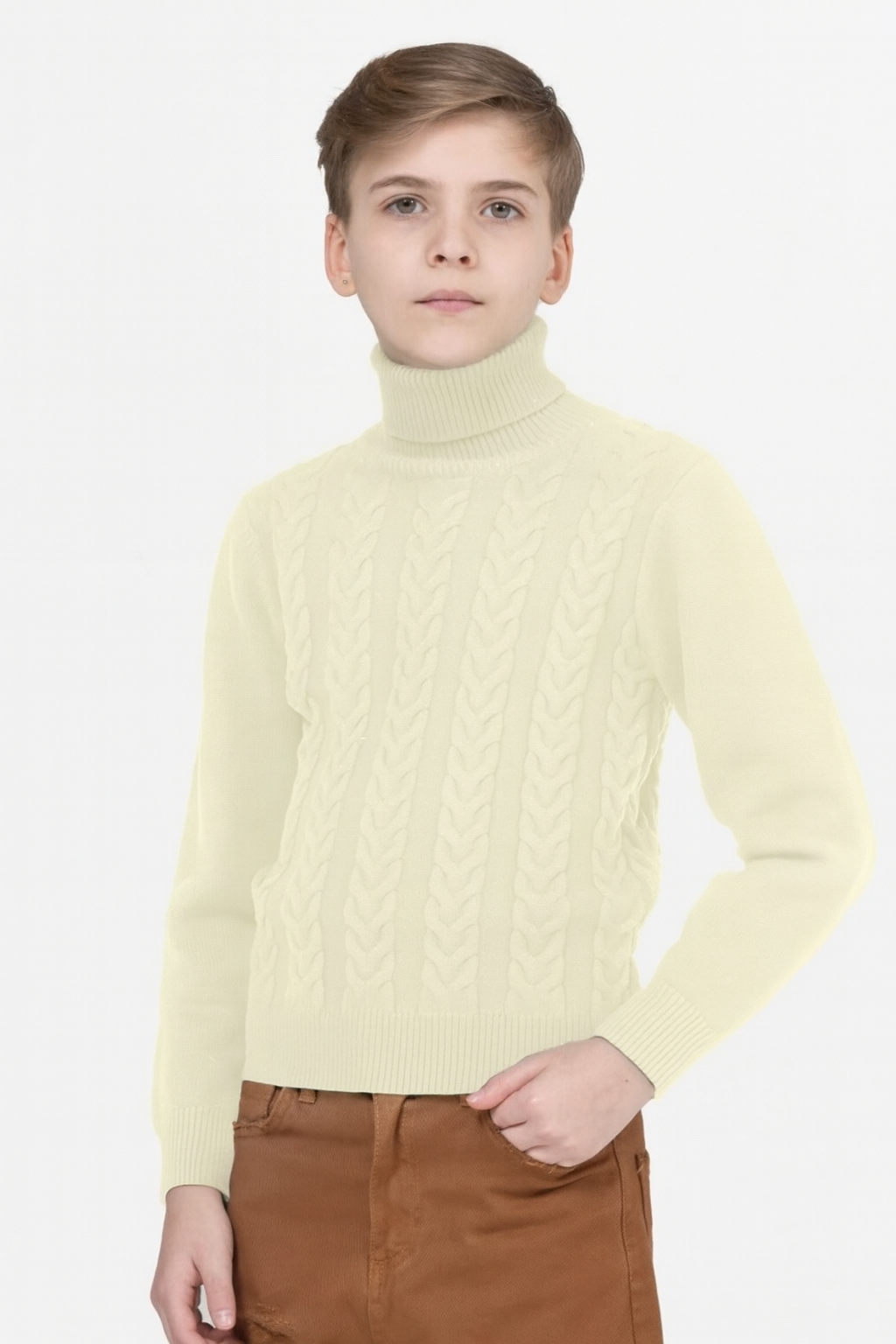 NEVER TOO - Dolcevita in lana intrecciata bambino