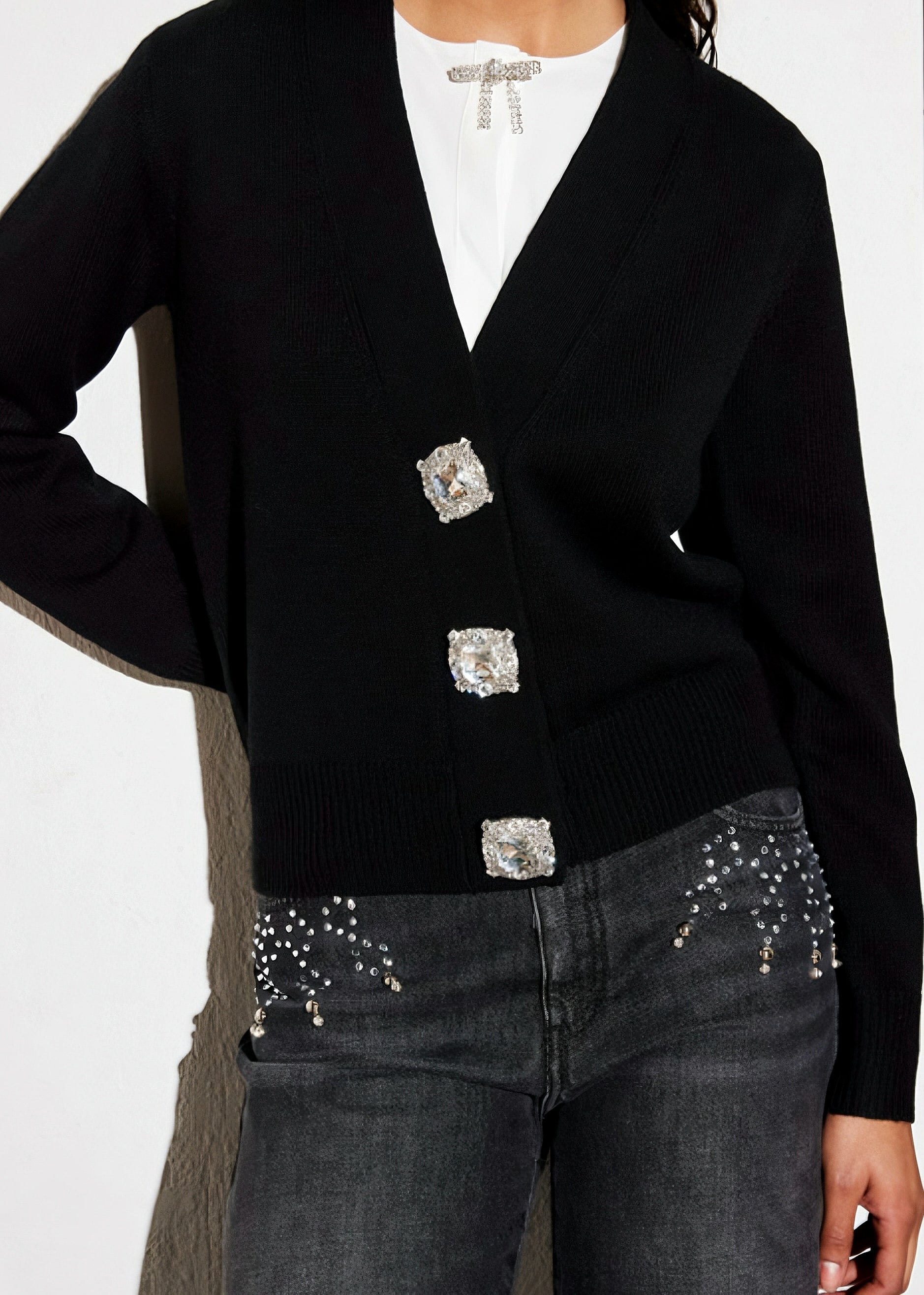 TRASH AND LUXURY - Jeans a palazzo con applicazione in strass donna