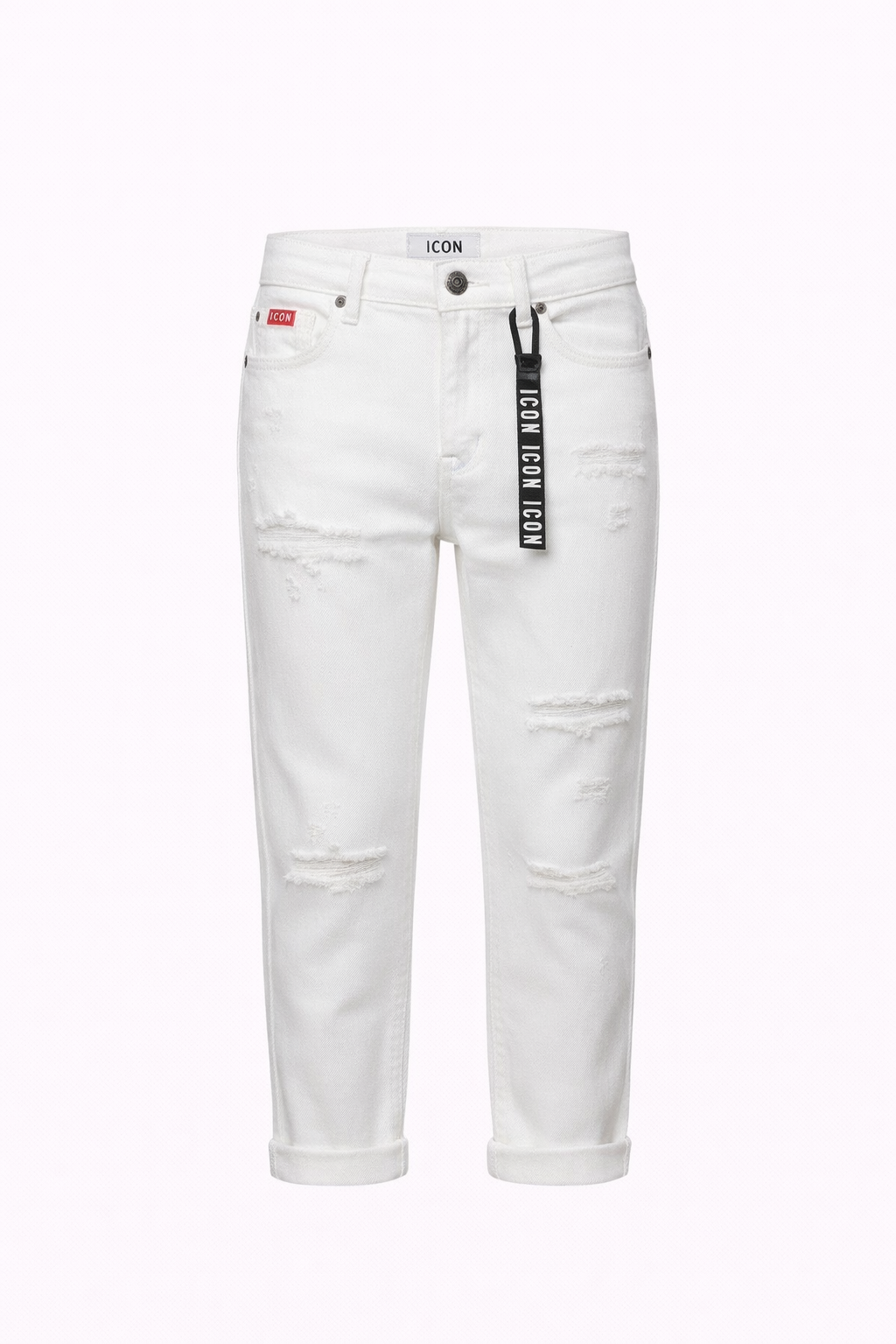 ICON - Jeans con strappi e tag bambino