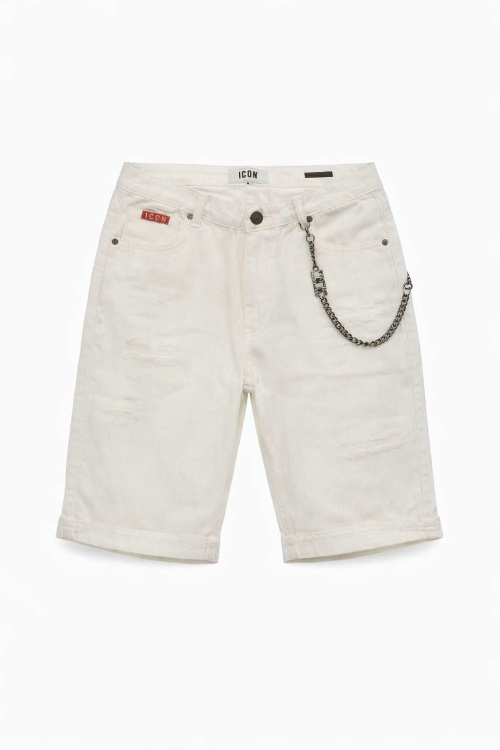 ICON - Bermuda in denim con logo su tasca uomo