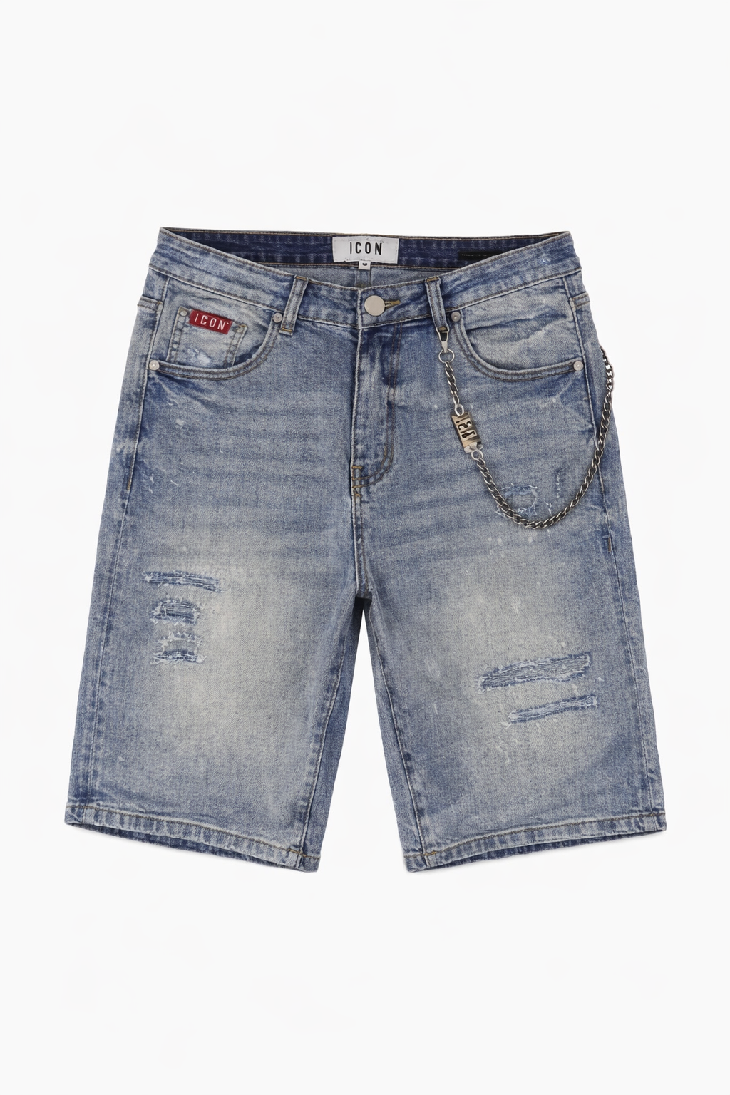 ICON - Bermuda in denim con logo su tasca uomo