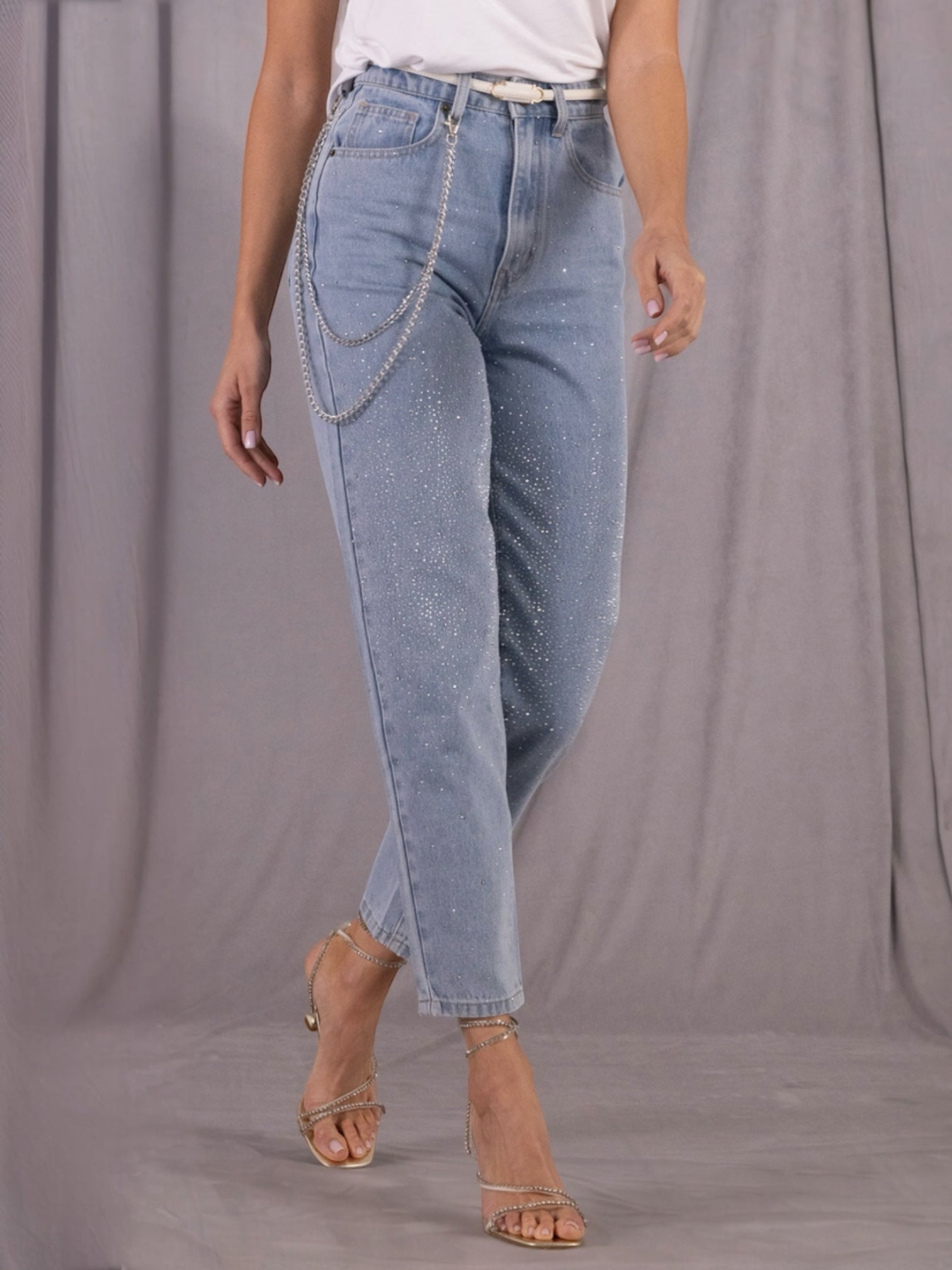 AN-AIM - Jeans con strass donna