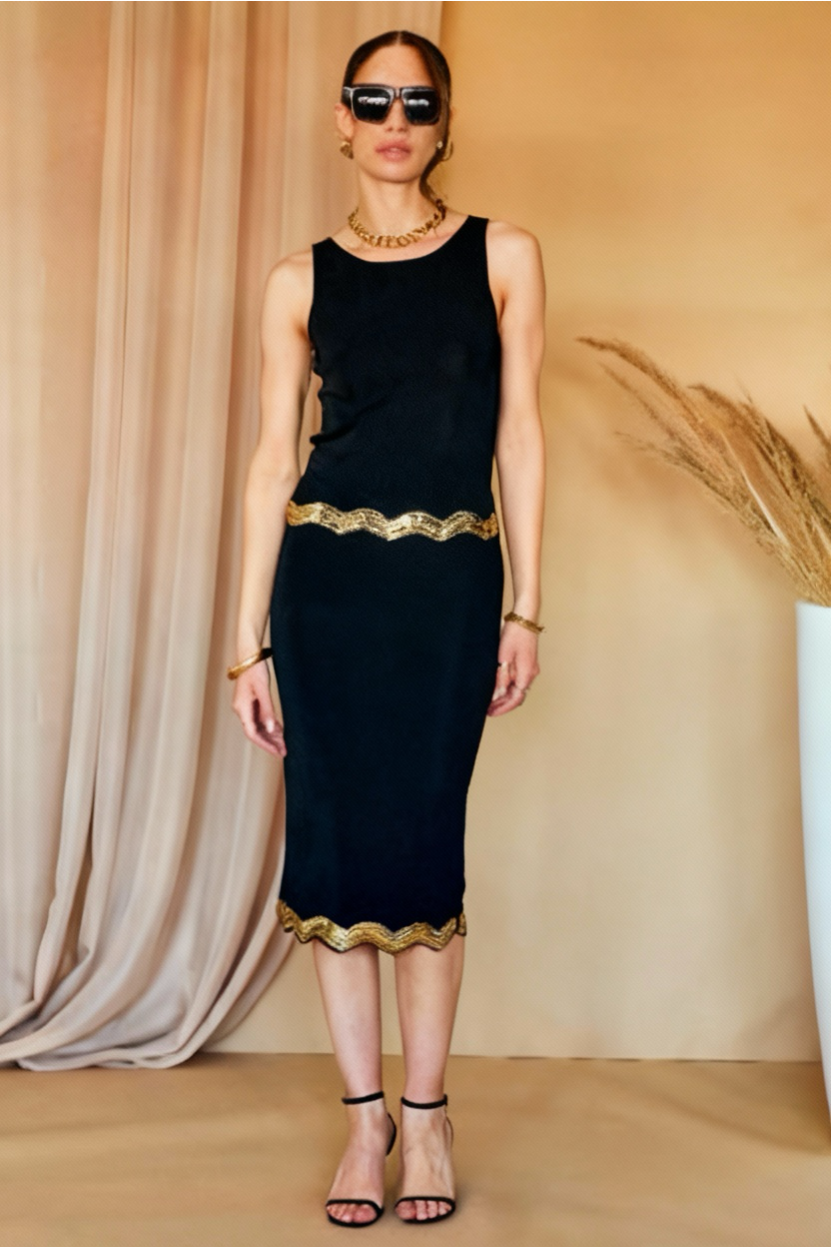 INFLUENCER - Gonna longuette in maglia con paillettes donna