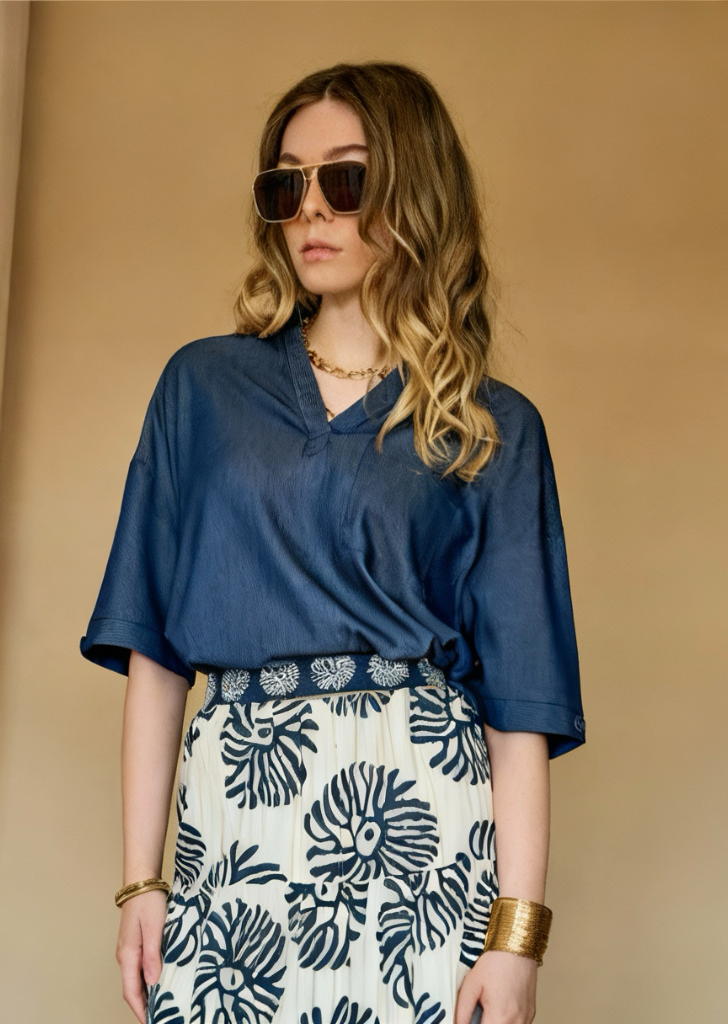 INFLUENCER - Blusa in denim chambray donna