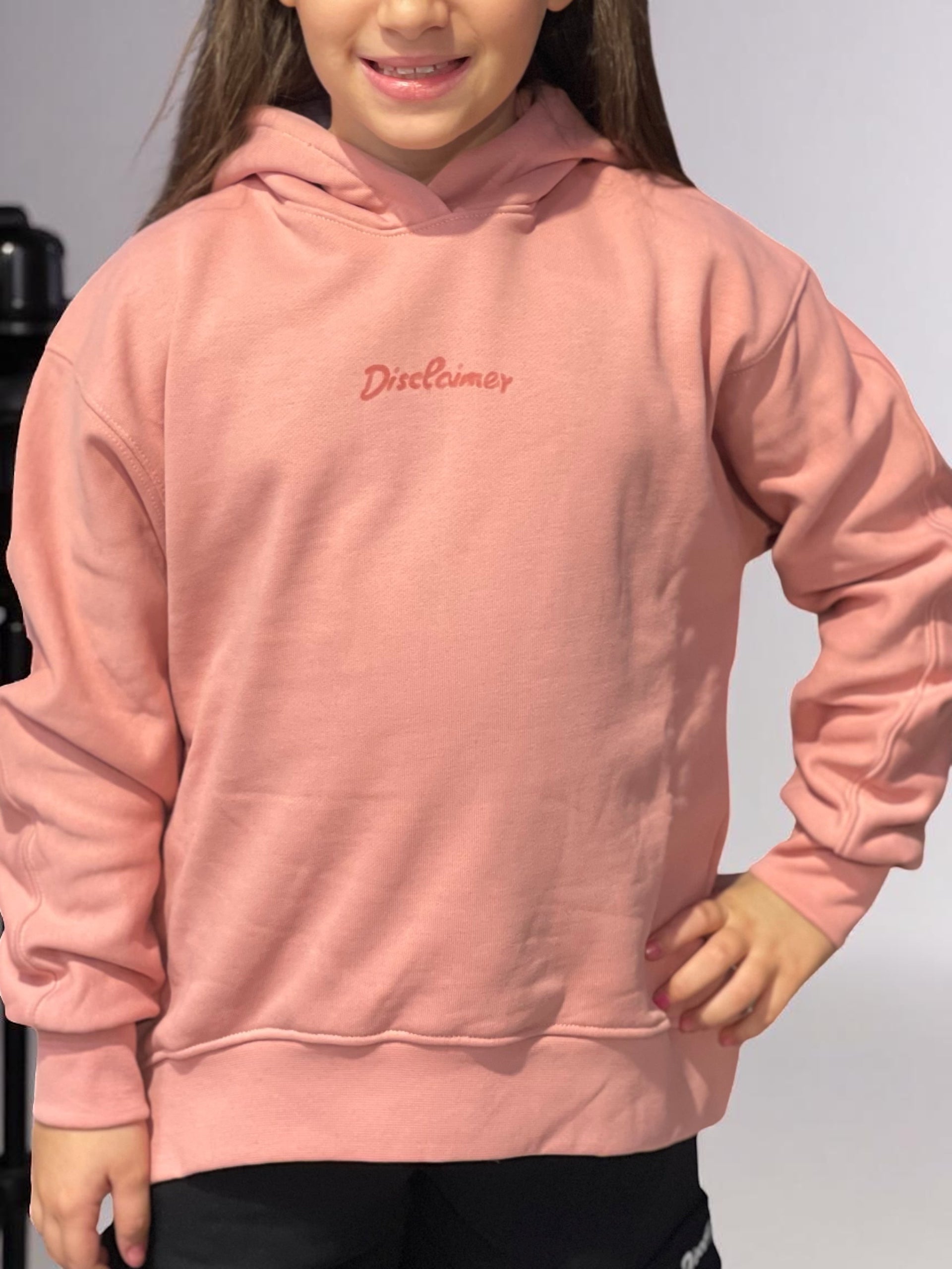 DISCLAIMER - Felpa con cappuccio rosa logato bambina