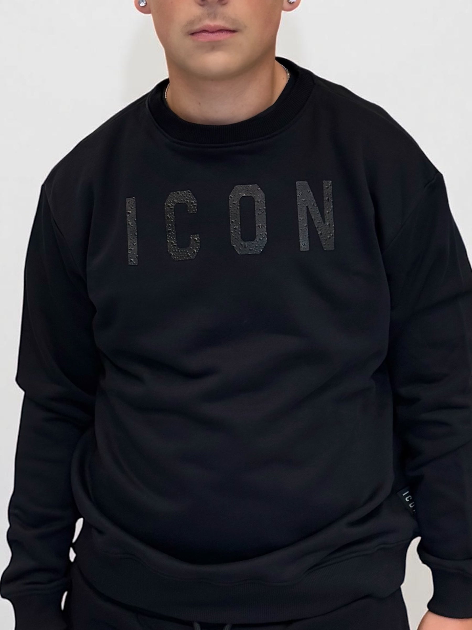 ICON - Felpa girocollo effetto gocce uomo