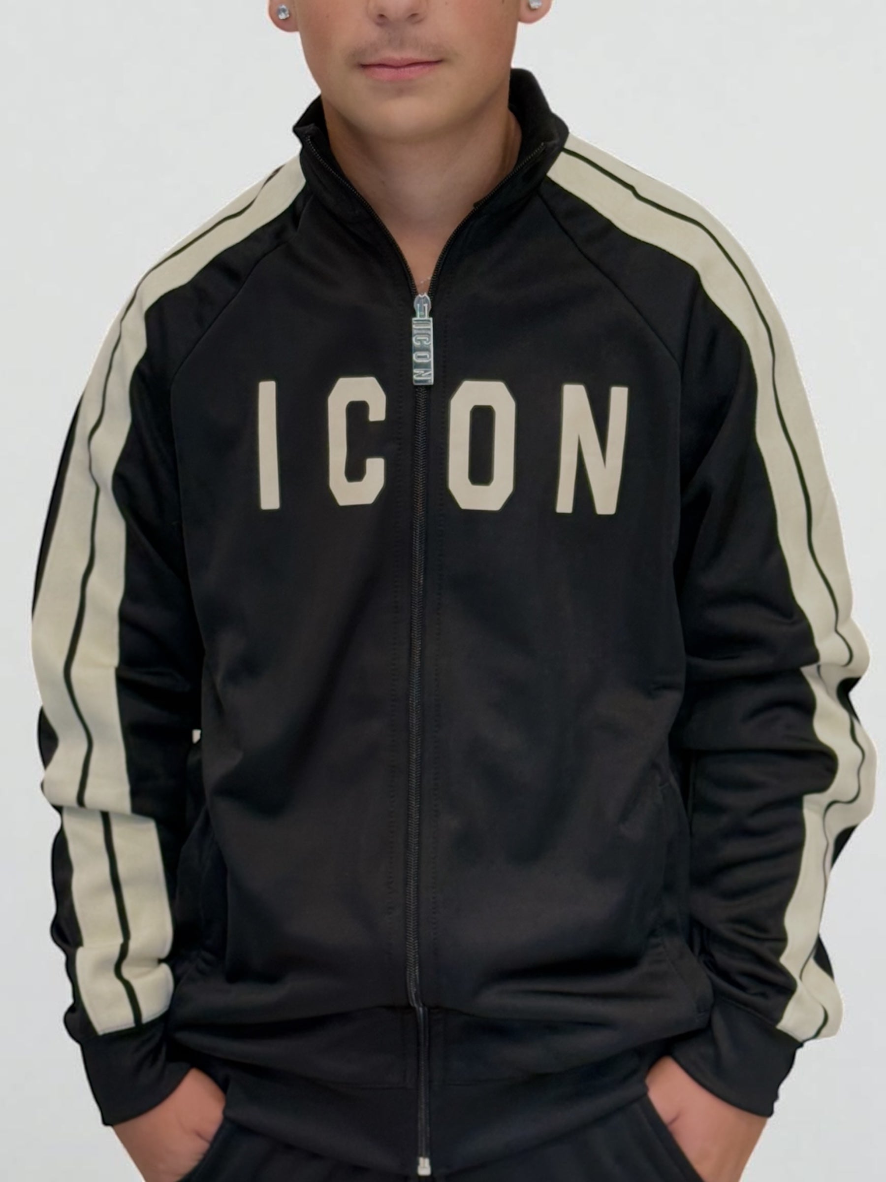 ICON - Felpa con zip in triacetato uomo