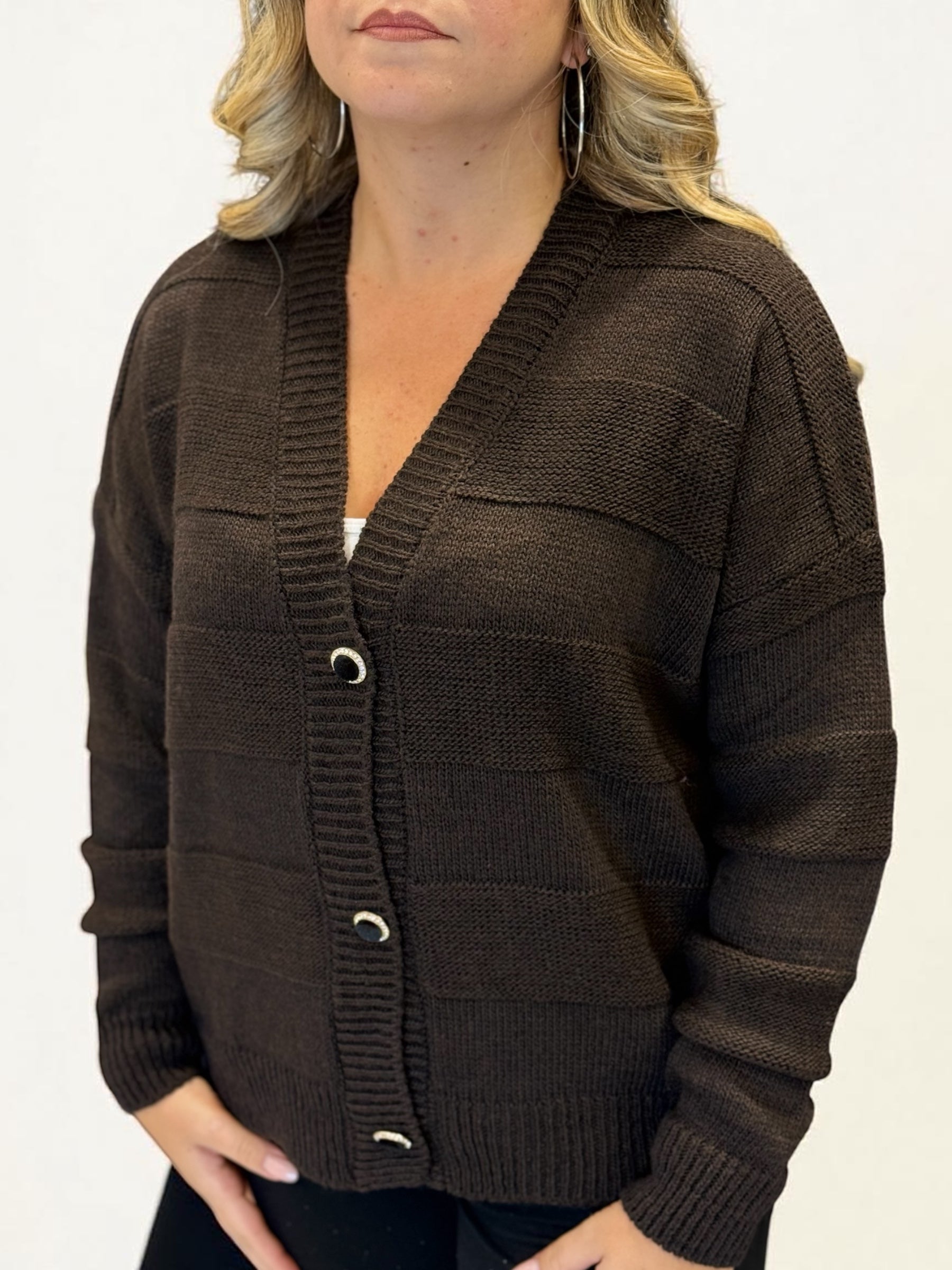 ZAHJR - Cardigan in lana con bottoni gioiello donna