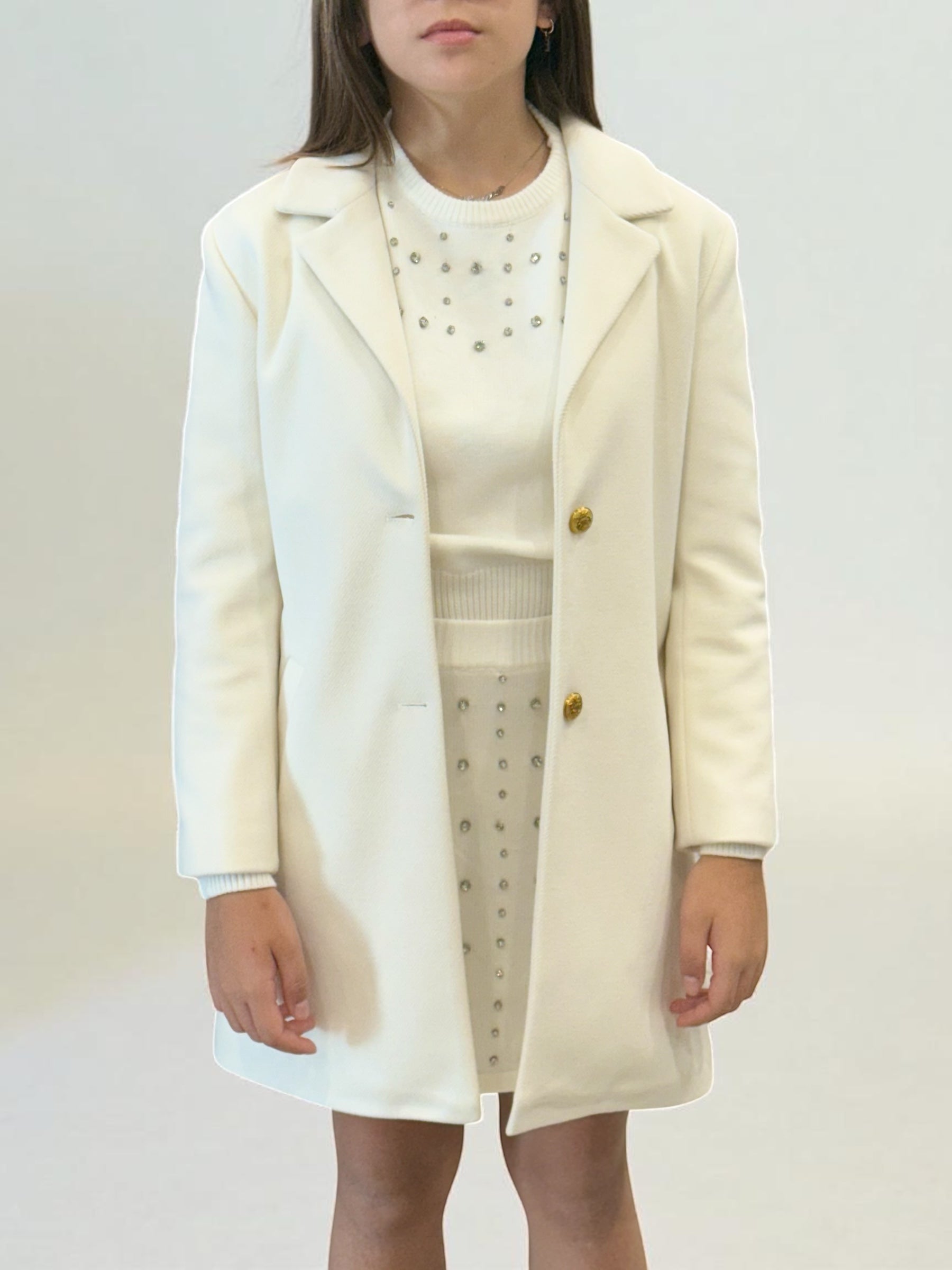 JANICE - Cappotto panna bambina